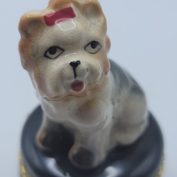 Vintage Adorable Yorkshire Terrier Dog Ceramic Trinket (NO Box) - Picture 3 of 8